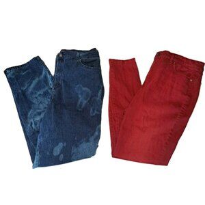 Gloria Vanderbilt Women's Size 14 Blue  And Red Jeans 34x30 Lot Of Two